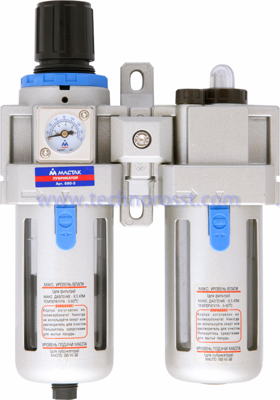 MACTAK Фильтр-регулятор и лубрикатор 3/8" (1350 л/мин)  690-3