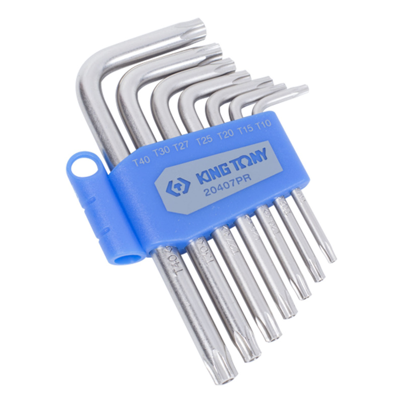 KING TONY Набор TORX L-типа, T10-T40, короткие с отверстием, 7 предметов 20407PR