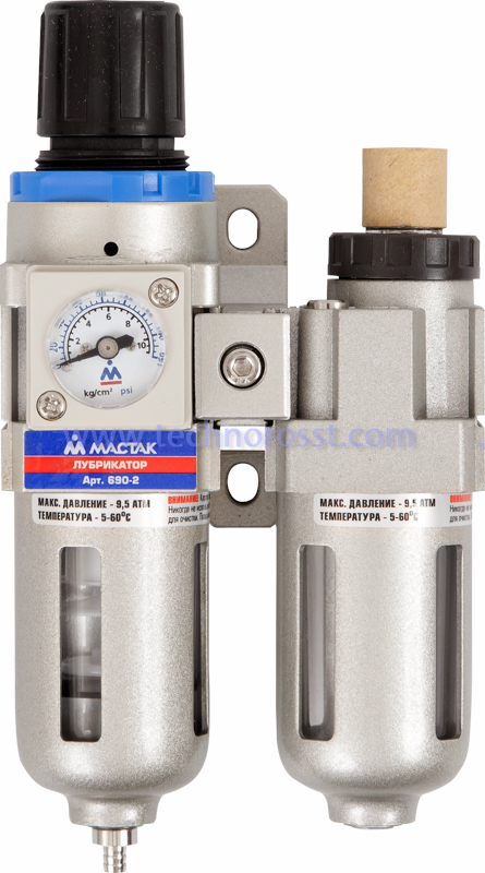 MACTAK Фильтр-регулятор и лубрикатор 1/4" (750 л/мин)  690-2